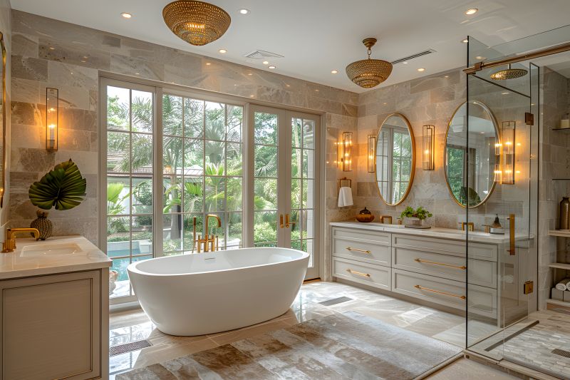 Elegant Bathtub and Vanity Area